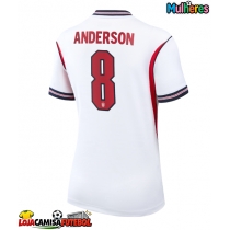 Camisa de Futebol Inglaterra Elliot Anderson #8 Equipamento Principal Mulheres Mundo 2026 Manga Curta